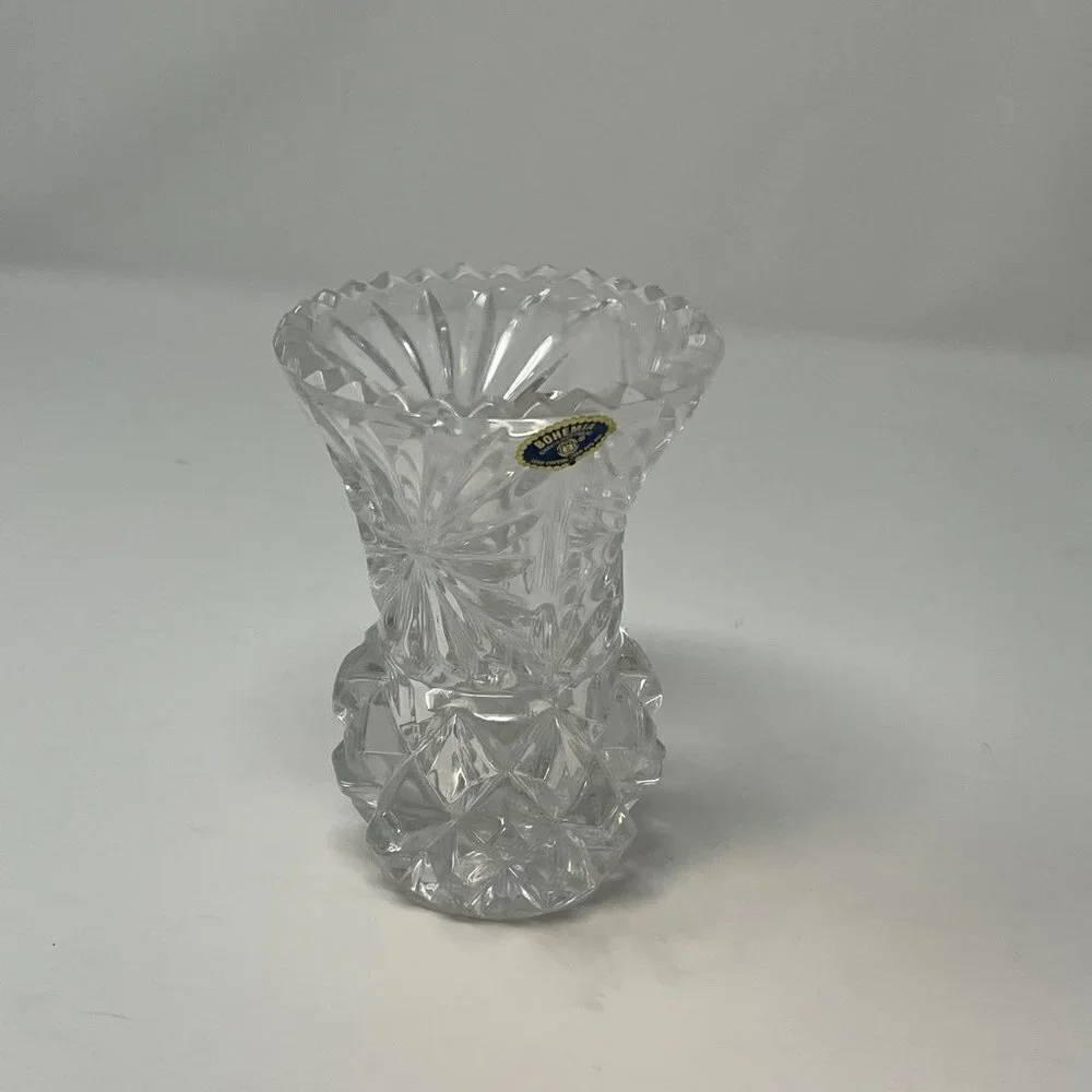 Vintage lead crystal vase small Czech Bohemian